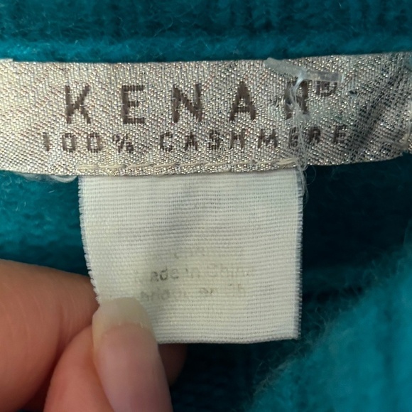 Kenar 100% Cashmere Sweater Aqua Blue Sz Medium - Picture 3 of 9